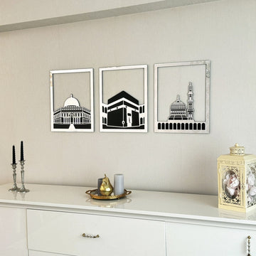 Masjid Al - Haram Islamic Wall Art Kaaba Masjid An - Nabawi Masjid Al Aqsa Islamic Decorations for Home - Islamic Wall Art Store