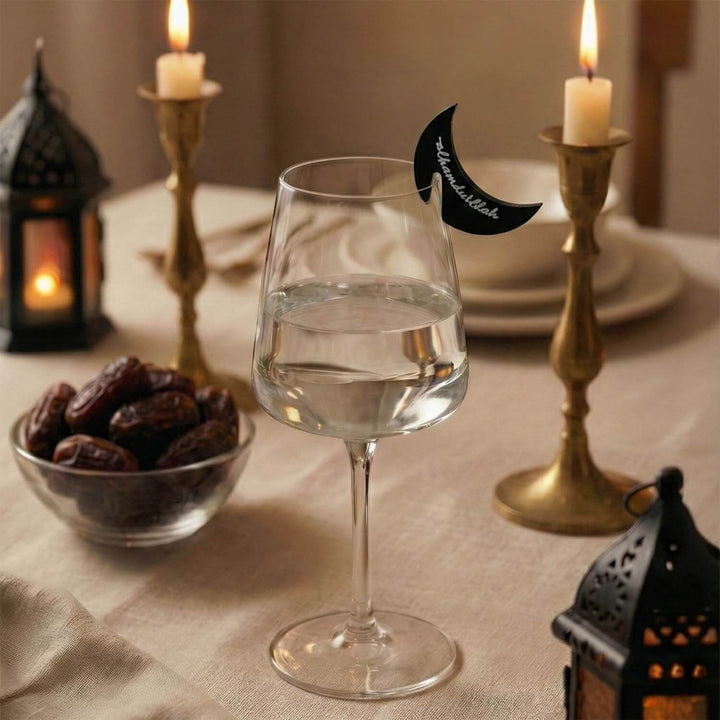 Crescent Moon Acrylic Drink Markers – Islamic Glass Charms