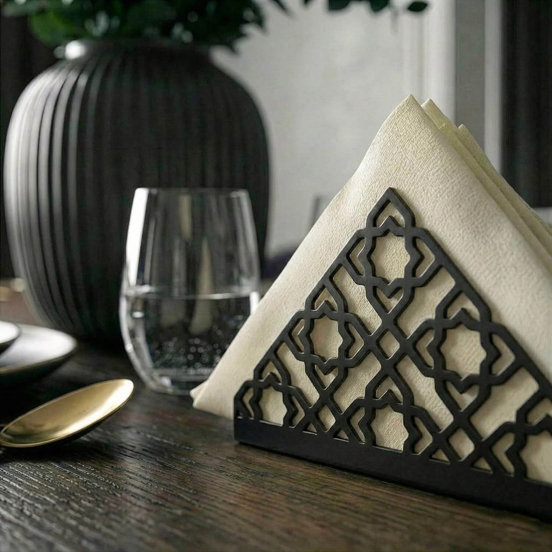 Geometric Islamic Napkin Holder – Metal Iftar Table Decor