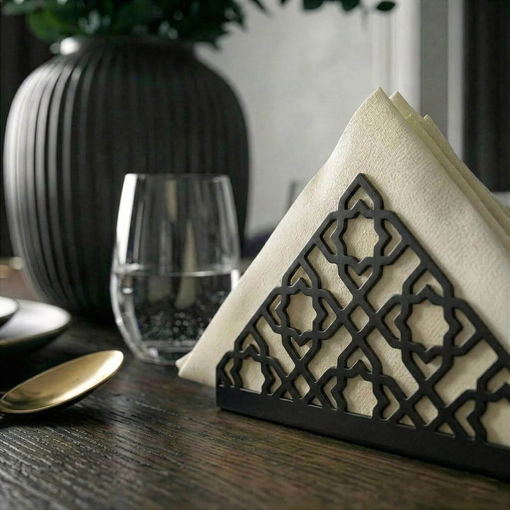 Geometric Islamic Napkin Holder – Metal Iftar Table Decor