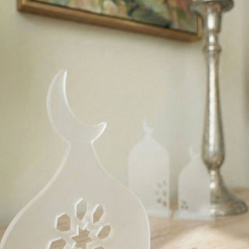 Three-Piece Set Acrylic Mosque Silhouette Stand – Modern Islamic Table Decor & Ramadan Gift