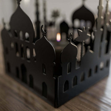 Metal Candle Holder with Masjid Motif - Islamic Home Decor - Islamic Wall Art Store