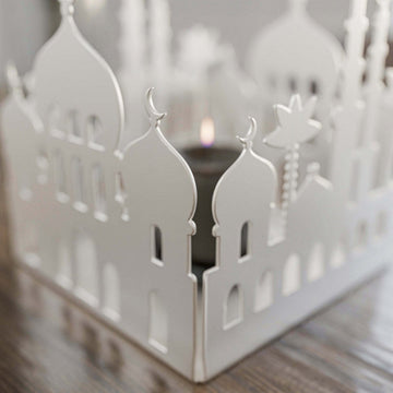 Metal Candle Holder with Masjid Motif - Islamic Home Decor - Islamic Wall Art Store