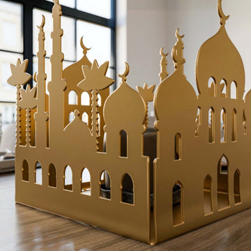Metal Candle Holder with Masjid Motif - Islamic Home Decor - Islamic Wall Art Store