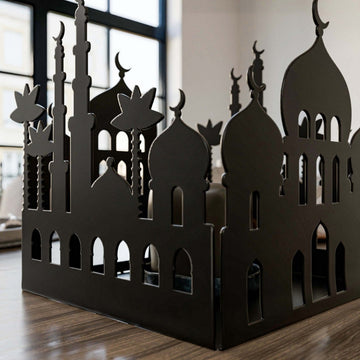 Metal Candle Holder with Masjid Motif - Islamic Home Decor - Islamic Wall Art Store