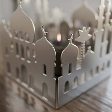 Metal Candle Holder with Masjid Motif - Islamic Home Decor - Islamic Wall Art Store