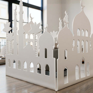 Metal Candle Holder with Masjid Motif - Islamic Home Decor - Islamic Wall Art Store