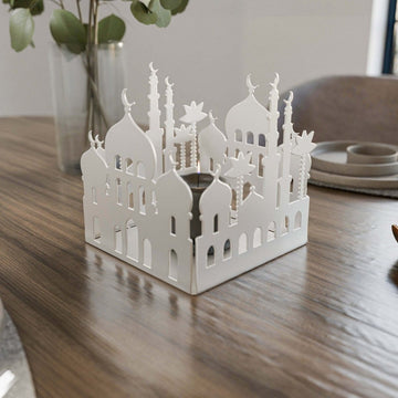 Metal Candle Holder with Masjid Motif - Islamic Home Decor - Islamic Wall Art Store