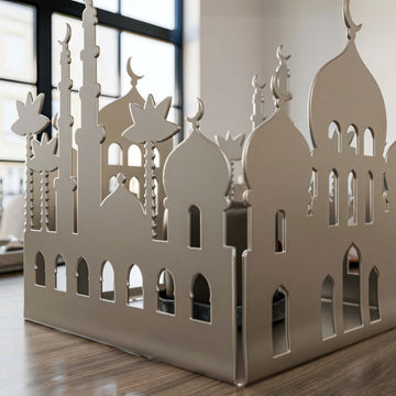 Metal Candle Holder with Masjid Motif - Islamic Home Decor - Islamic Wall Art Store