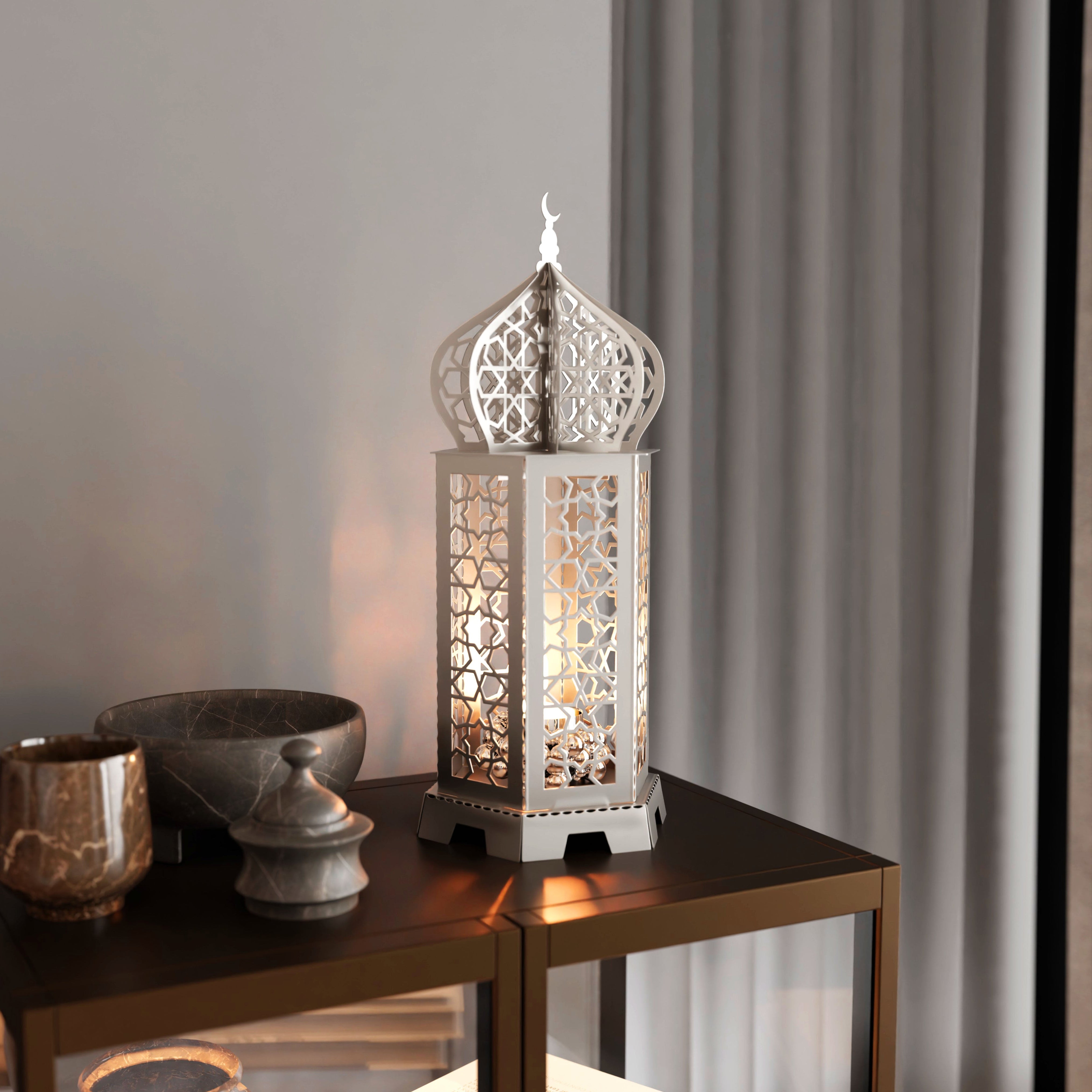 Ramadan Lantern Metal Islamic Wall Art Home Decor S 16 41 cm White