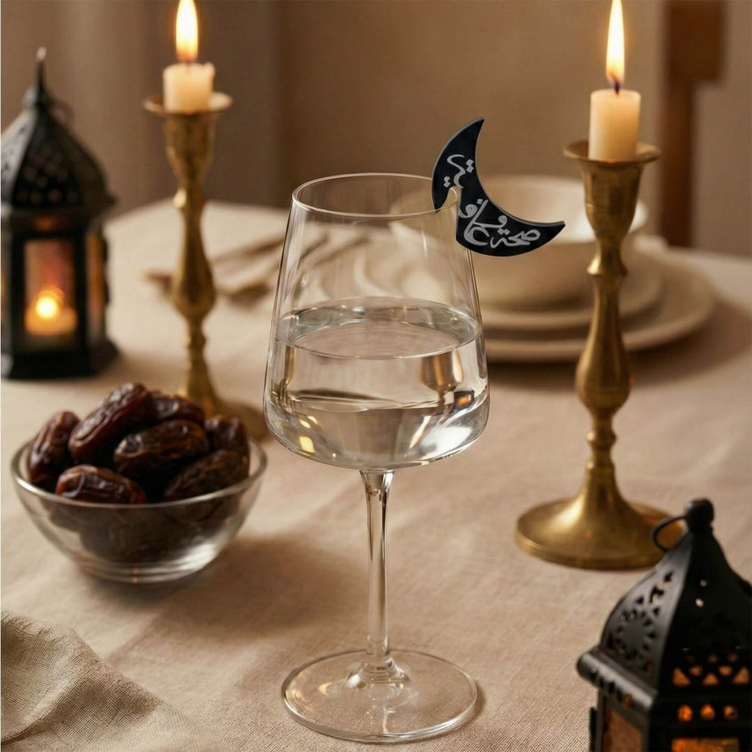 Crescent Moon Acrylic Drink Markers – Islamic Glass Charms