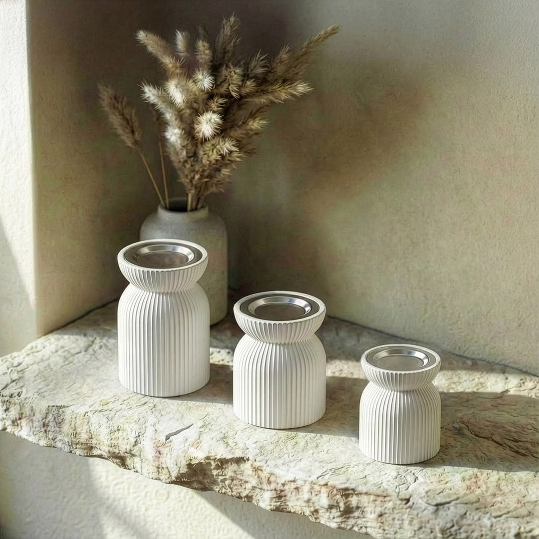 Modern Tiered Stone Mabkhara (Set of 3) – Minimalist Incense Burners