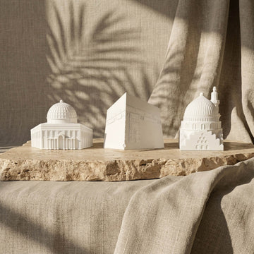 Kaaba, Al-Aqsa, Al-Nabawi, ensemble de 3 mosquées - Décoration de table islamique en pierre