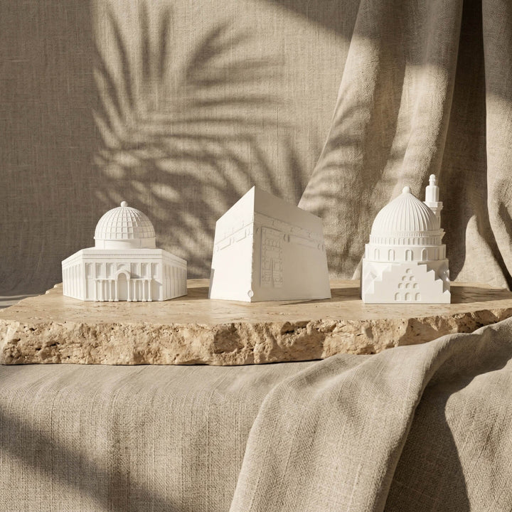 Kaaba, Al-Aqsa, Al-Nabawi Set of 3 Masjids - Stone Islamic Table Decor