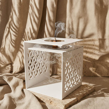 Geometric Fretwork Metal Mabkhara – Modern Islamic Incense Burner