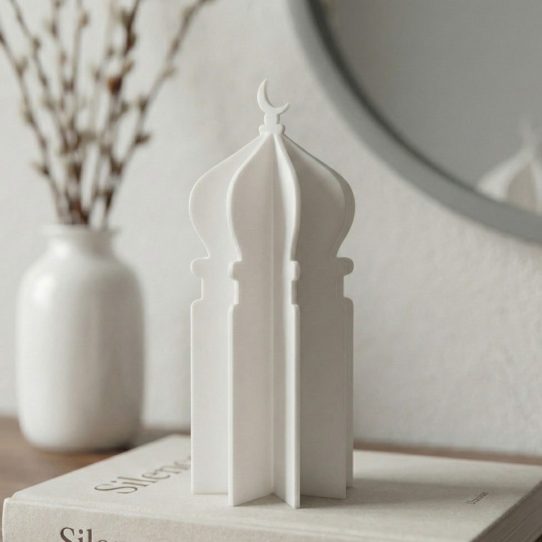 Ramadan 3D Acrylic Mosque Table Decor – Modern Minimalist Interlocking Statue