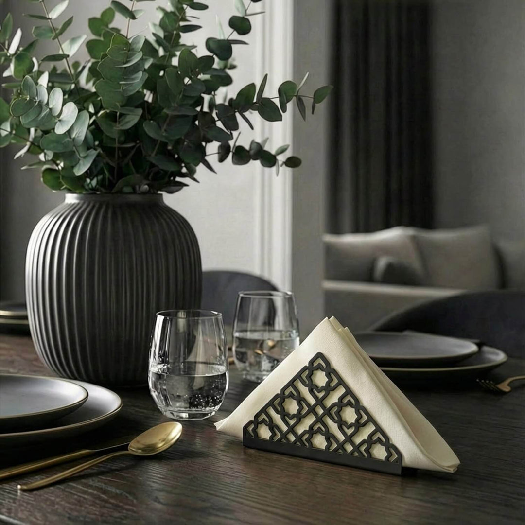 Geometric Islamic Napkin Holder – Metal Iftar Table Decor