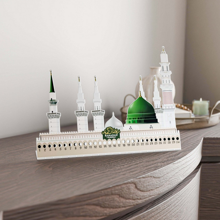 Masjid-An Nabawi Ramadan Calendar with Ramadan Kareem - Islamic Table Decor