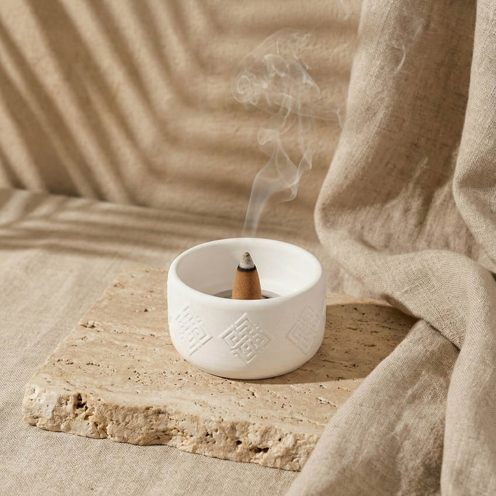 4 Dhikr Stone Cast Mabkhara – Geometric Kufic Incense Burner