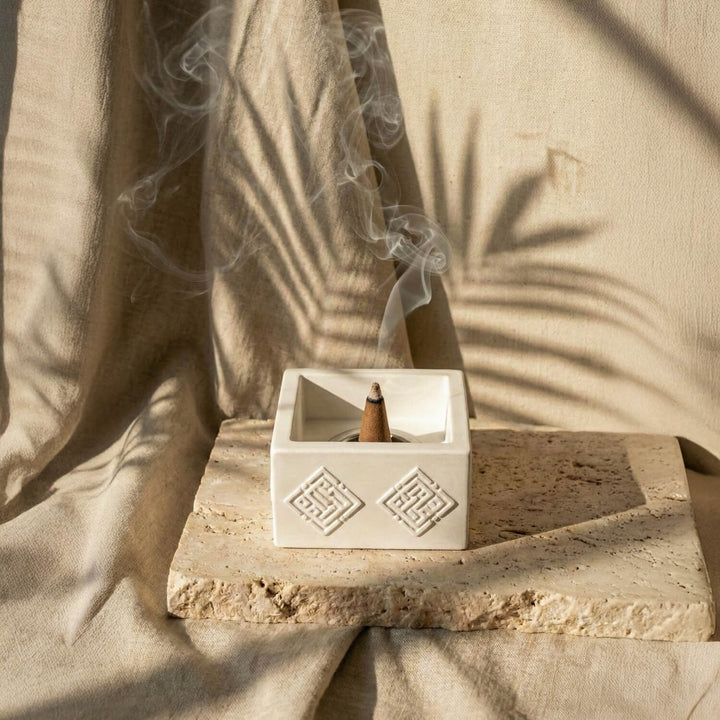 4 Dhikr Stone Cast Mabkhara – Geometric Kufic Incense Burner