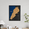 Framed Lebanon Cork Map Premium Wall Decor