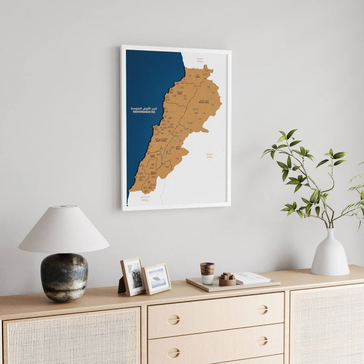 Framed Lebanon Cork Map Premium Wall Decor