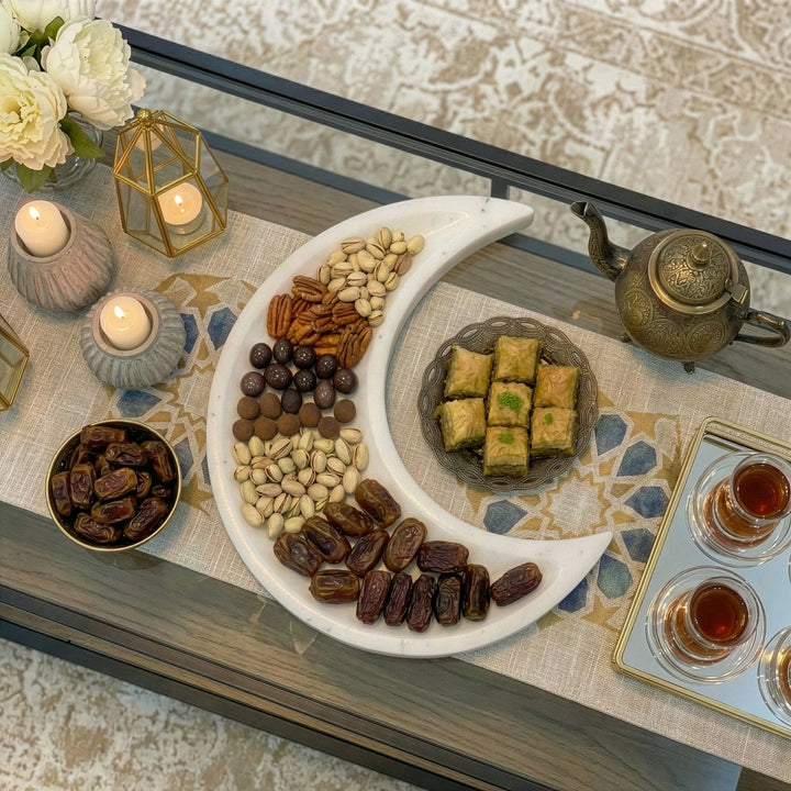 Real Marble Crescent Moon Tray – Natural Stone Serving Platter