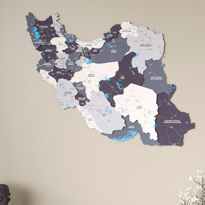 Colorful Iran Wooden Wall Map Heritage Home Decor