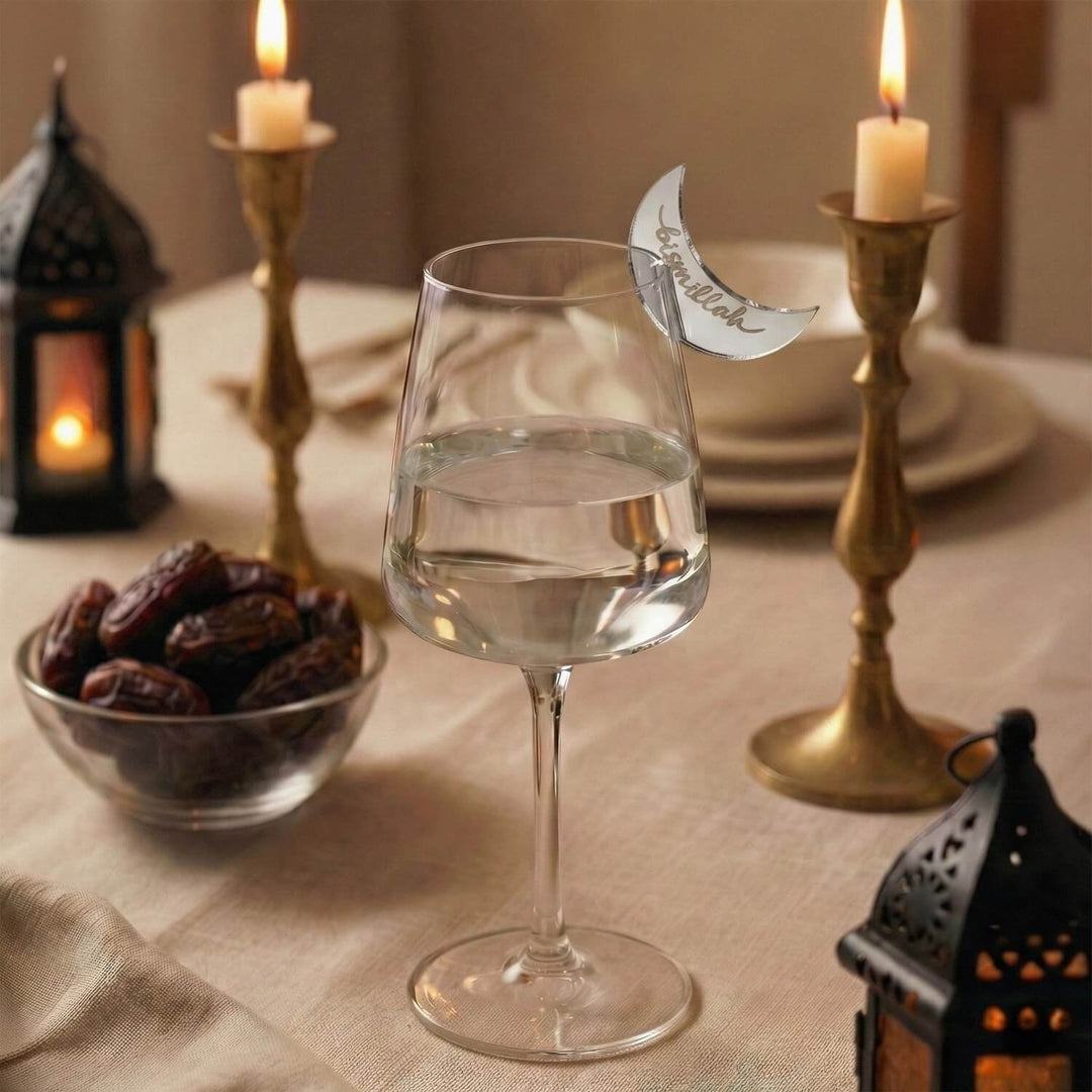 Crescent Moon Acrylic Drink Markers – Islamic Glass Charms