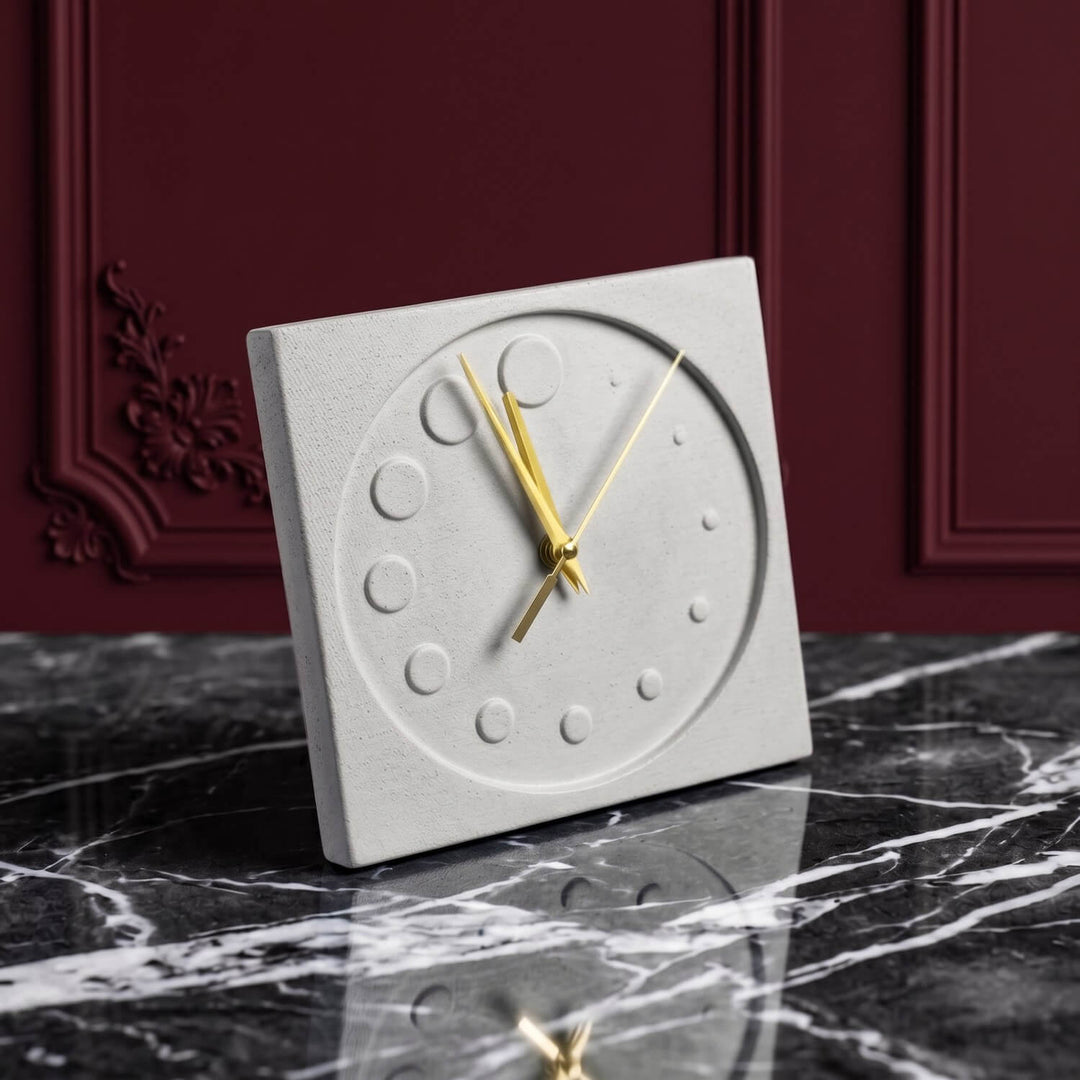 Circles Stone Desktop Clock Premium Decor