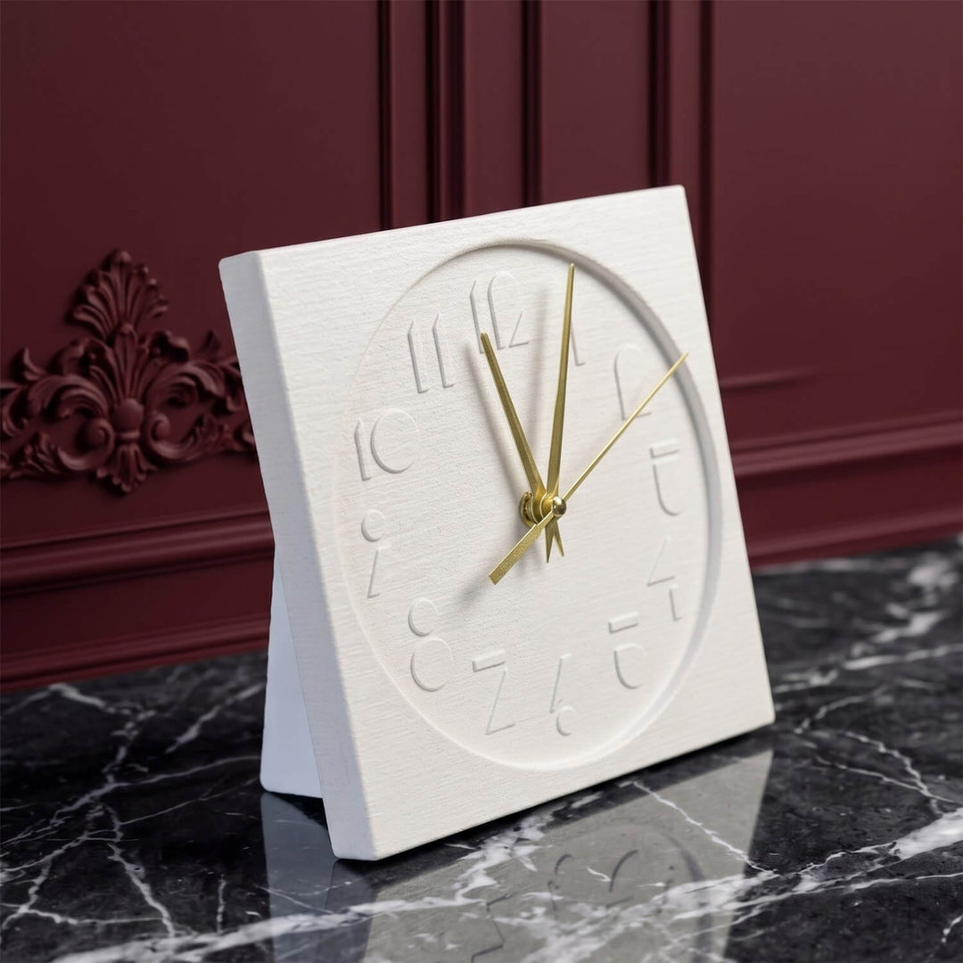 Latin Numbers Stone Desktop Clock Premium Decor