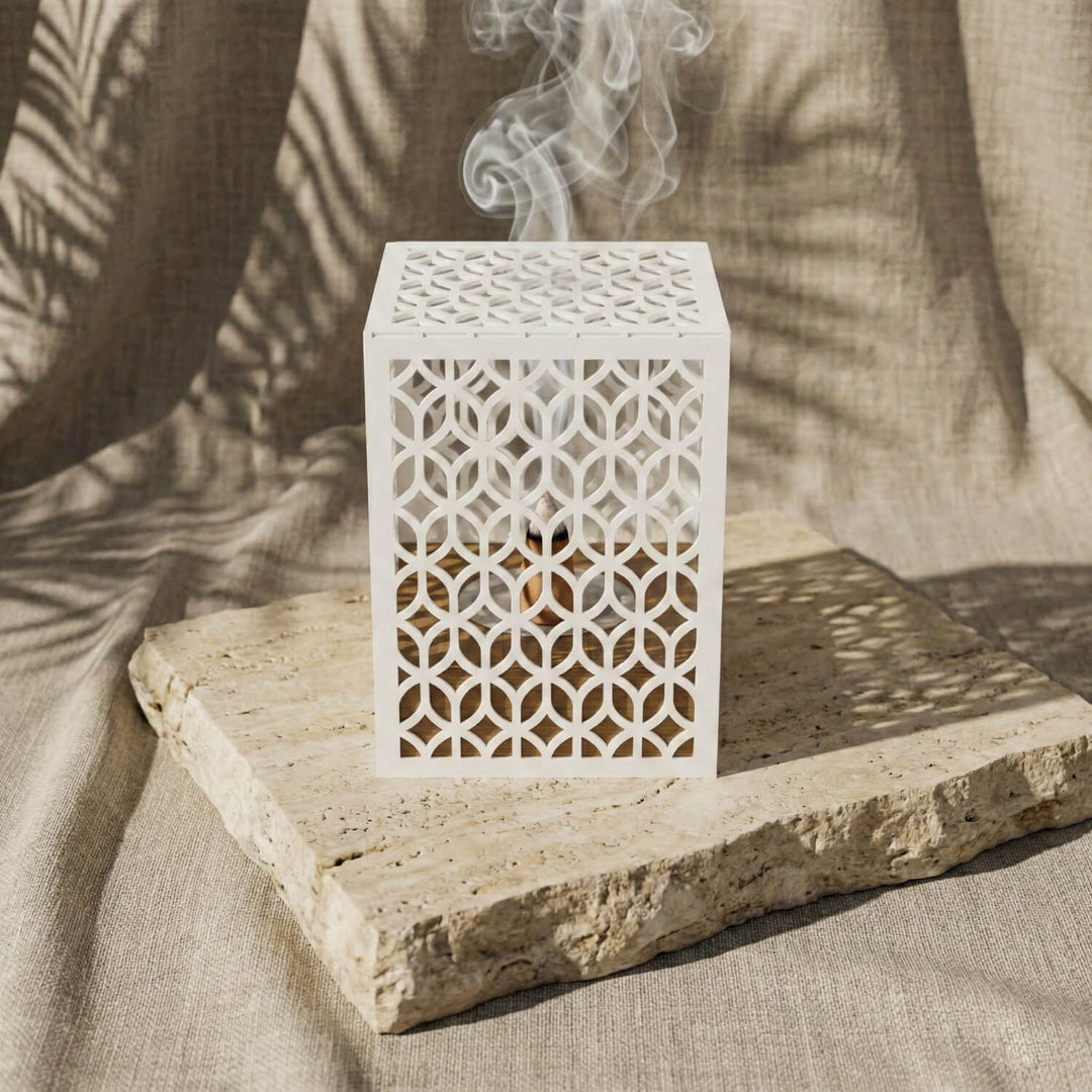 Modern Arched Metal Mabkhara with Solid Wood Base – Premium Bakhoor Burner