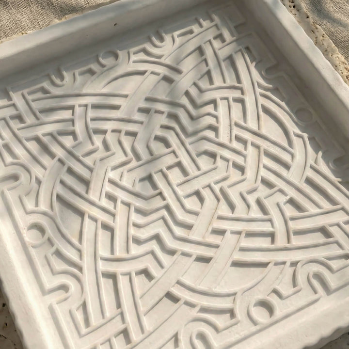 Alhambra Geometric Stone Relief – Curvilinear Star Pattern