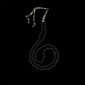 Muslim Prayer Beads - Black Obsidian Stone Beads Islamic Rosary - Islamic Wall Art Store