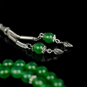 Muslim Prayer Beads - Jade Green Elegant Islamic Tasbih - Islamic Wall Art Store