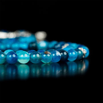 Muslim Prayer Beads - Ocean Blue Agate Stone Beads Islamic Rosary - Islamic Wall Art Store