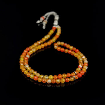 Muslim Prayer Beads - Orange Agate Stone Beads Islamic Rosary - Islamic Wall Art Store