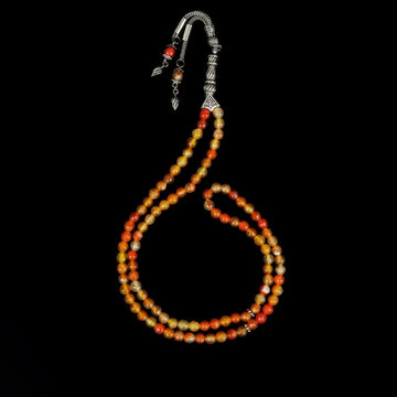 Muslim Prayer Beads - Orange Agate Stone Beads Islamic Rosary - Islamic Wall Art Store