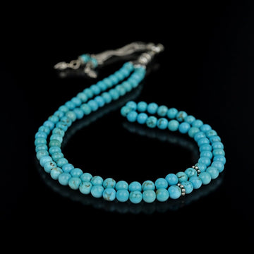 Muslim Prayer Beads - Oriental Turquoise Natural Stone Beads - Islamic Wall Art Store