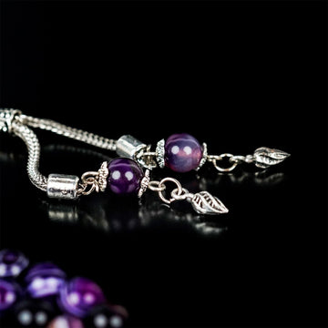 Muslim Prayer Beads - Purple & Black Agate Stone Beads Misbaha - Islamic Wall Art Store