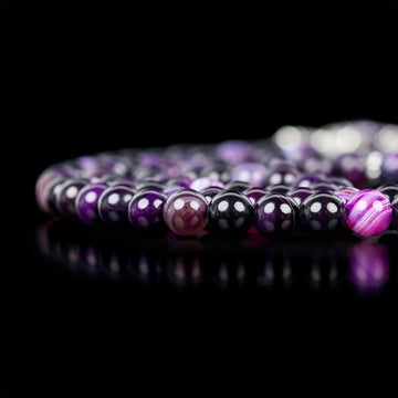 Muslim Prayer Beads - Purple & Black Agate Stone Beads Misbaha - Islamic Wall Art Store