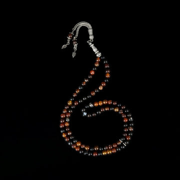Muslim Prayer Beads - Red & Black Agate Stone Beads Misbaha - Islamic Wall Art Store