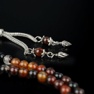 Muslim Prayer Beads - Red & Black Agate Stone Beads Misbaha - Islamic Wall Art Store