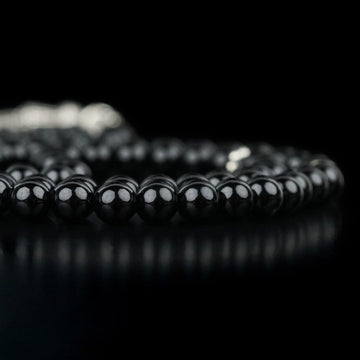 Muslim Prayer Beads - Round Black Onyx Beads Islamic Rosary - Islamic Wall Art Store