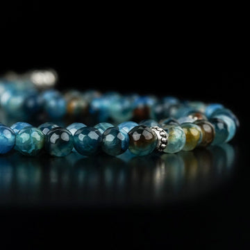 Muslim Prayer Beads - Striking Blue Striped Agate Islamic Rosary - Islamic Wall Art Store