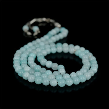 Muslim Prayer Beads - Teal Jade Stone Beads Smooth Rosary - Islamic Wall Art Store