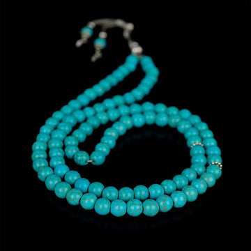 Muslim Prayer Beads - Turquoise Natural Stone Beads Islamic Rosary - Islamic Wall Art Store