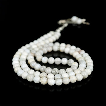 Muslim Prayer Beads - White Moonstone Beads for Islamic Prayers - Islamic Wall Art Store