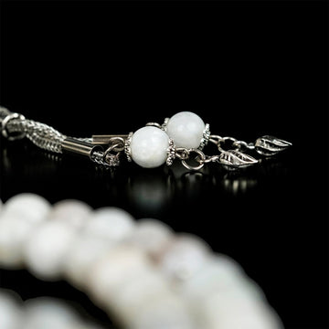 Muslim Prayer Beads - White Moonstone Beads for Islamic Prayers - Islamic Wall Art Store