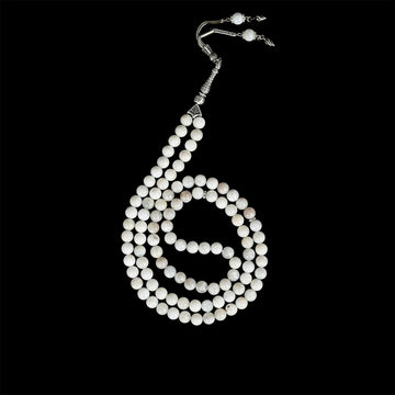 Muslim Prayer Beads - White Moonstone Beads for Islamic Prayers - Islamic Wall Art Store